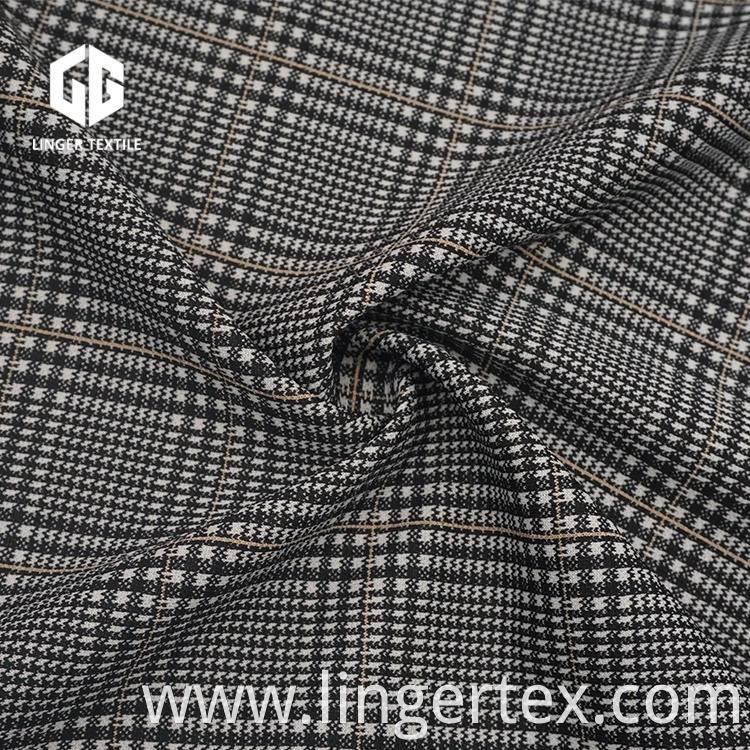 Tr Yarn-Dyed Jacquard Elastane Fabric with Check Pattern